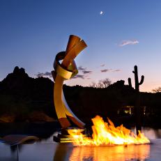 Fire Feature Illuminates Sculpture