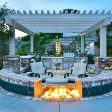 Brick Wall With Sleek Fire Pit