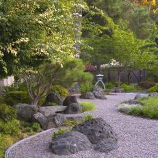 Asian Backyard With Gravel Paths