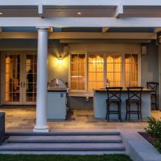 Porch and Outdoor Kitchen With Columns