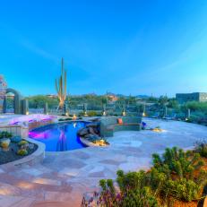 Backyard Boasts Swimming Pool, Desert Views