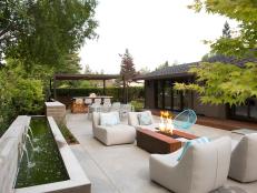 Contemporary Backyard With Central Fire Pit