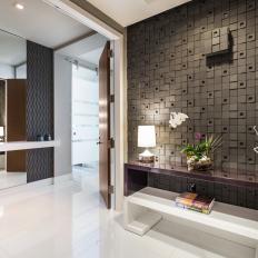 Modern Foyer with 3D Tile Wall