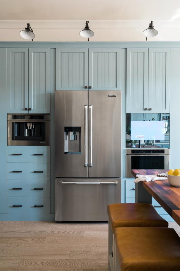 Kitchen Appliances and Blue Cabinets