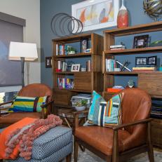 Contemporary Home Office With Gray Accent Wall