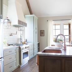 White Cottage Kitchen with Range Hood