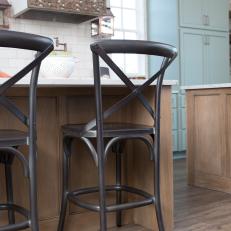 Metal Chairs in White Cottage Kitchen 