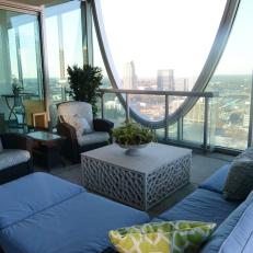  Luxury Urban Condo Terrace with City Views, Sectional and Marble Table
