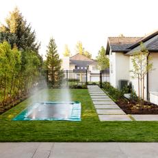 Side Yard with Sunken Trampoline and Green Space to Play