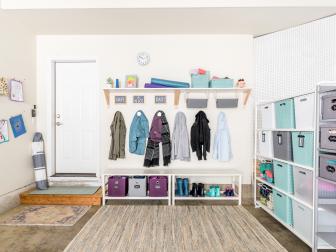 Family-Friendly Mudroom in Garage