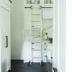 White Kitchen Cabinets With Ladder