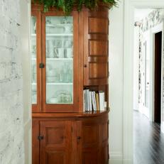 Wood China Cabinet With Fern