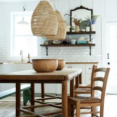 Eat-In Country Kitchen With Woven Pendants