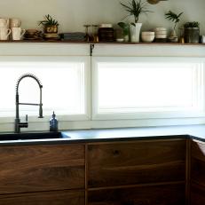 Open Kitchen Shelf With Plants