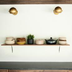 Kitchen Shelf With Dishes and Plant