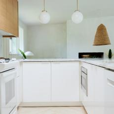 Modern Open Plan Kitchen With Woven Pendant
