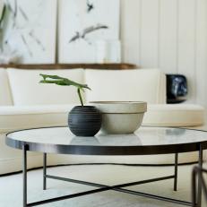Coffee Table With Bowl and Plant