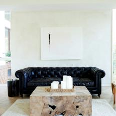 Modern Living Room With Black Leather Sofa