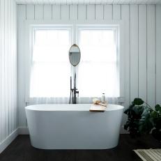 White Country Bathroom With Freestanding Tub