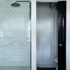 Bathroom With Subway Tile and Paneling