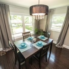 Contemporary Dining Room with Chandelier