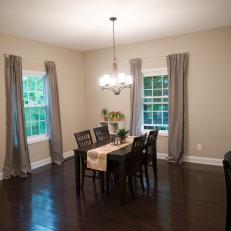 Contemporary Neutral Dining Room with Brown Dining Table and Chairs 