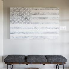 White Contemporary Foyer with Gray Stylized American Flag