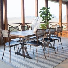 Brown Country Screened Porch with Dining Area 