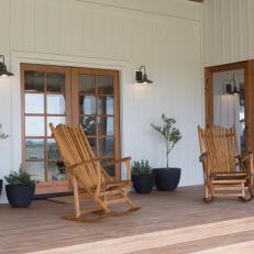 Neutral Country Porch with Brown Rocking Chairs 