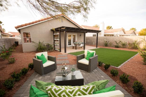 The transformed backyard of Aubrey and Bristol's remodeled Vegas propery
