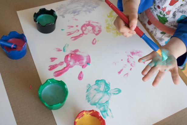 How to make non-toxic, easy, flour-based, kid-friendly finger paints.