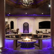 Circular Fire Pit and Chandelier