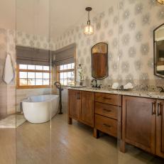 Neutral Cottage Master Bathroom With Gray Shades