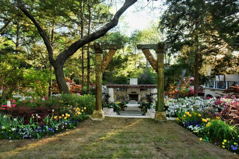 woodland garden with columns