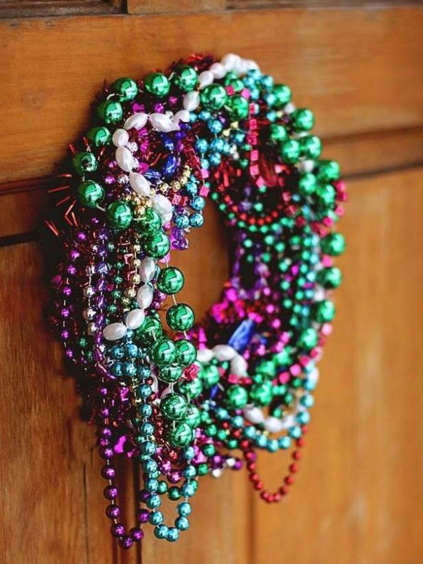 Mardi Gras Bead Wreath