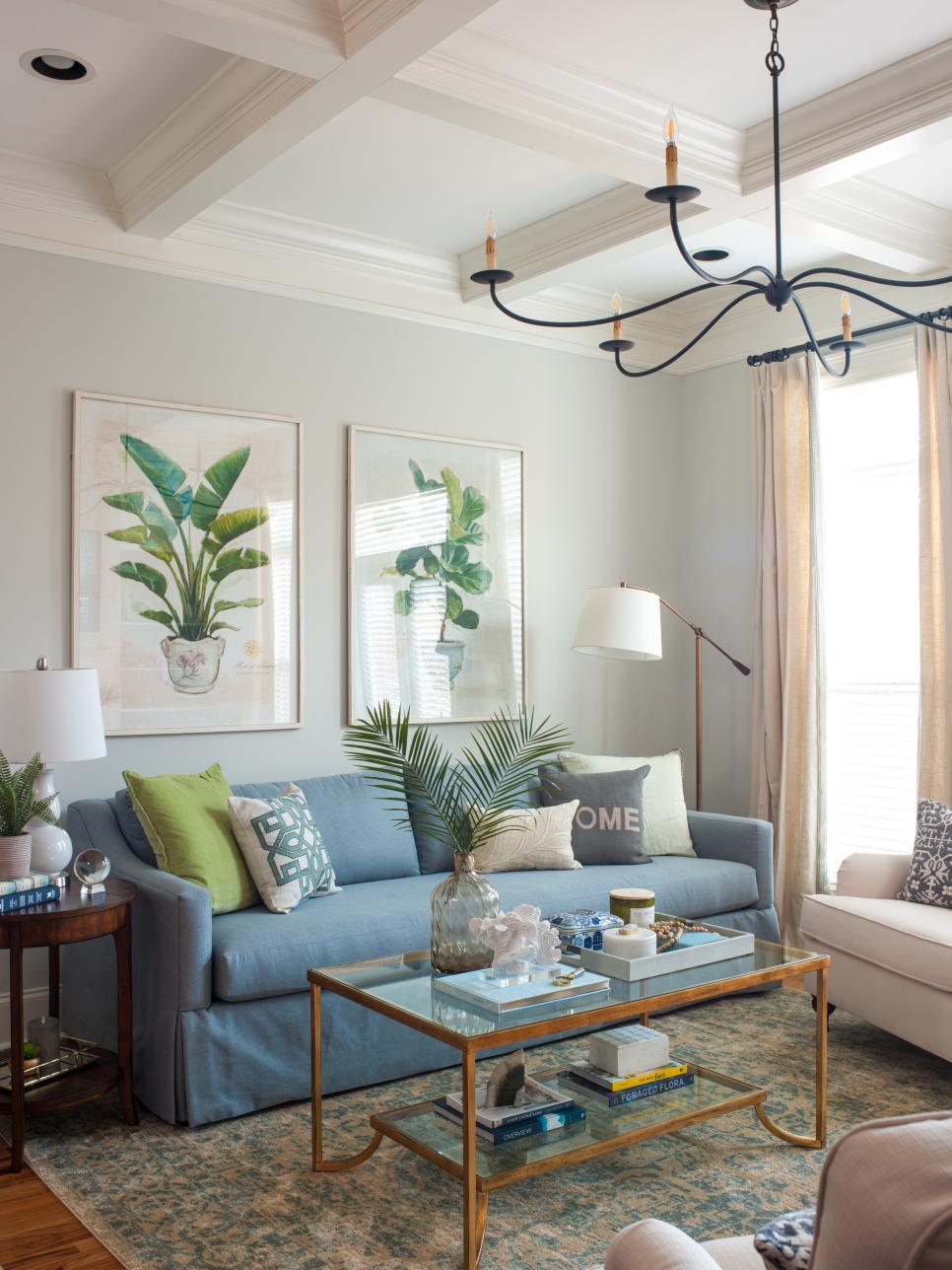 Transitional Living  Room  With Blue Sofa HGTV 