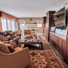 Neutral Family Room With Leather Sofa