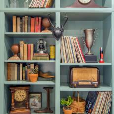 Light Blue Built-in Bookshelf