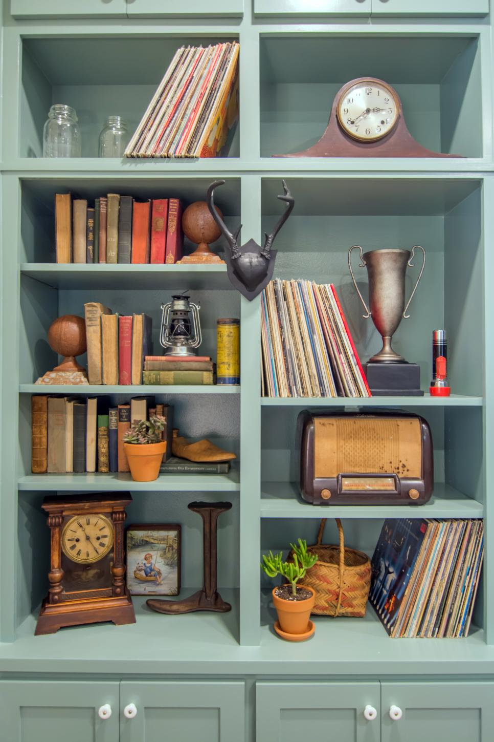 Light Blue Built In Bookshelf In Study Hgtv