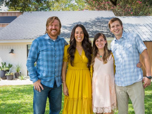 As seen on Fixer Upper, Chip and Joanna Gaines with the McCall family during their home reveal. (Portrait)