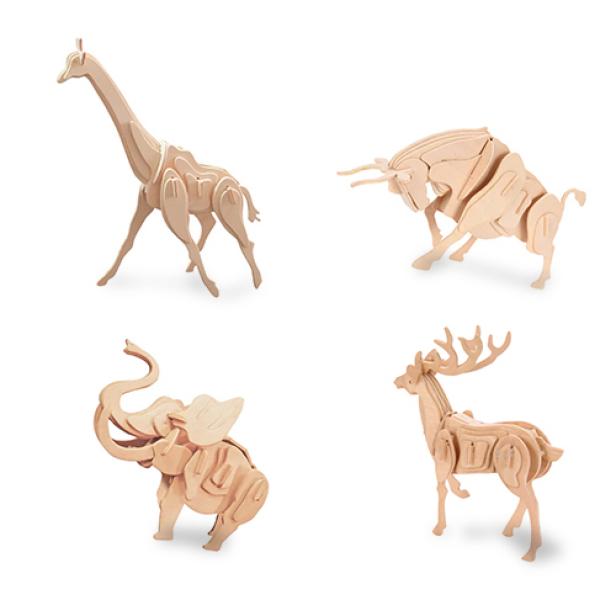 3D Wooden Animal Puzzle 4 Pack
