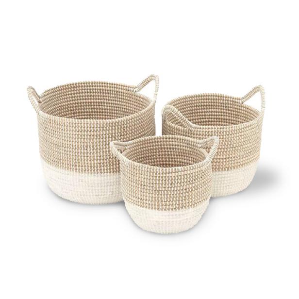 White & Tan Sea Grass Baskets