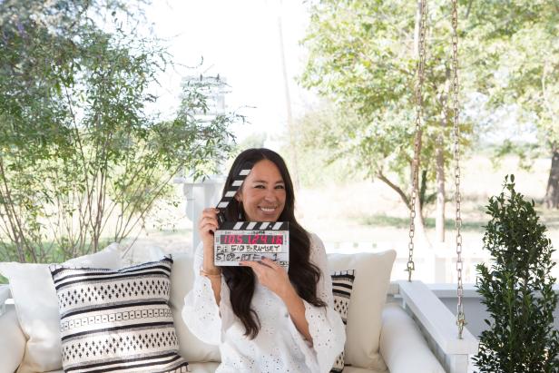 As seen on Fixer Upper, Joanna Gaines gets ready for the Ramsey reveal. (Behind-the-scenes)