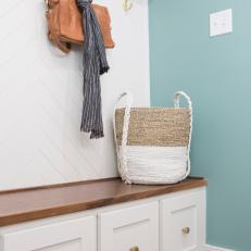 Contemporary Neutral Laundry Room with White Cabinets 