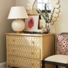 White Dresser and Table Lamp