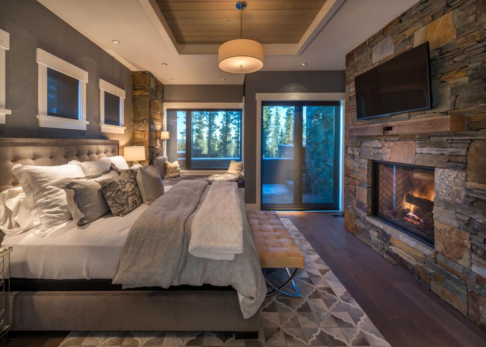 Rustic Transitional Bedroom With Fireplace | HGTV