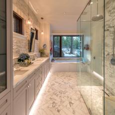 Marble Bathroom With Walk-In Shower