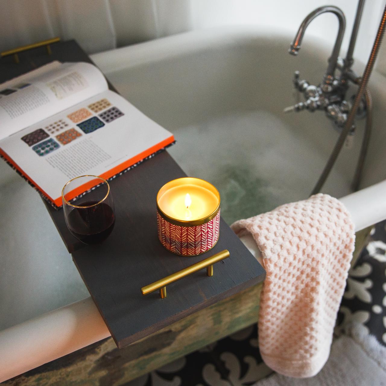 Over the Sink Bathroom Shelf, Rustic Wood Bath Caddy, Bathtub Tray