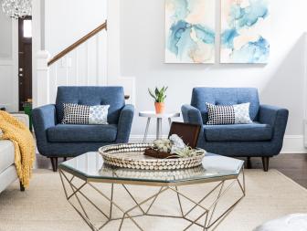 Transitional Living Room with Blue Hues