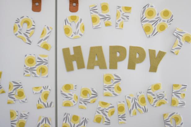 Make HAPPY magnet letters the easy way using cardboard and fabric.